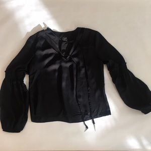 long sleeve adorable black silk top